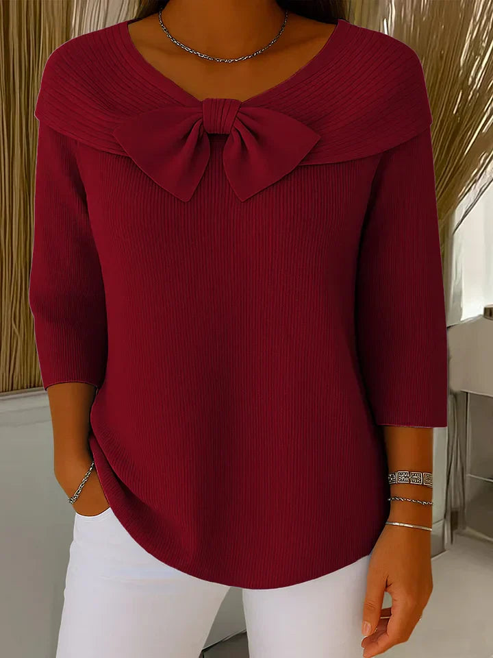 Sheila | Bow and Round Neckline Sweater