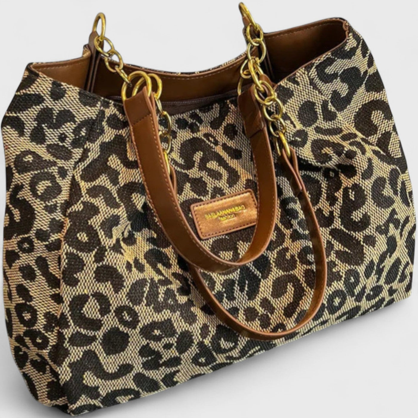 Savari™ - Leopardmönstrad Canvas Shoppingväska