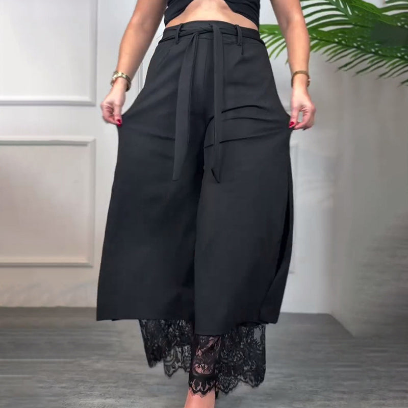 Lacera™ – Stilfulla Vida Byxor med Genomskinligt Spetsfoder