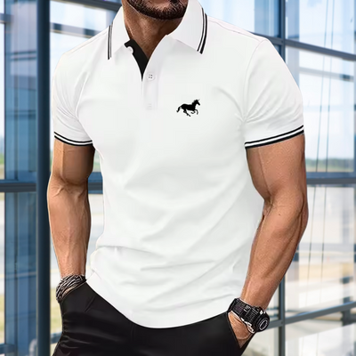 Wilhelm™ - Avslappnad T-shirt med Knappslå och Pikékrage