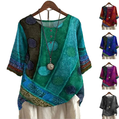 Jessica™ – Ledig och Färgglad Boho-Blus
