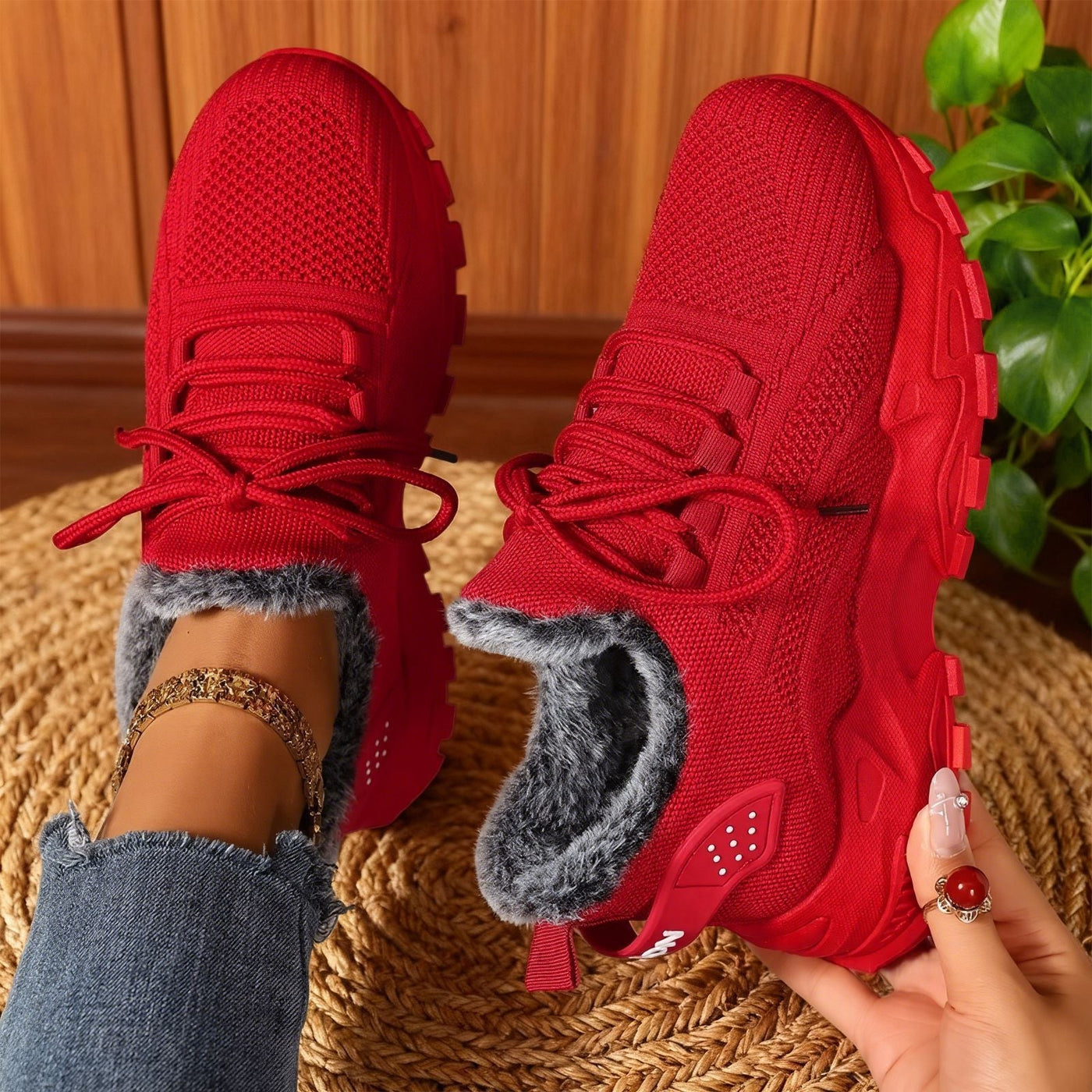 MEGARA - CASUAL FLEECE SNÖRNING LÄTTVIKTSSNEAKERS