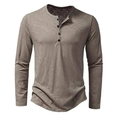 Henley | Collar Long Sleeve T-Shirt