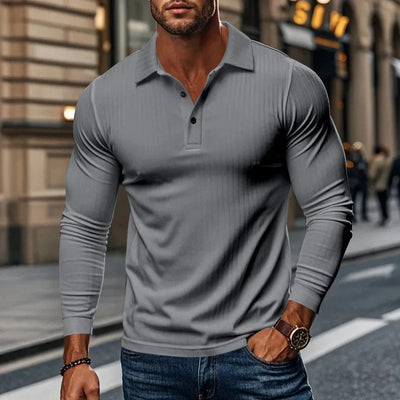 SAMMUEL - LÅNGÄRMAD POLOSKJORTA MED ELEGANTA KNAPPAR